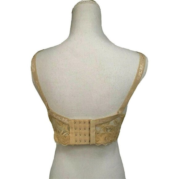 Womens Floral Lace Underwire Lightly Padded Peach Bra 38C New Adjustable - Picture 4 of 12